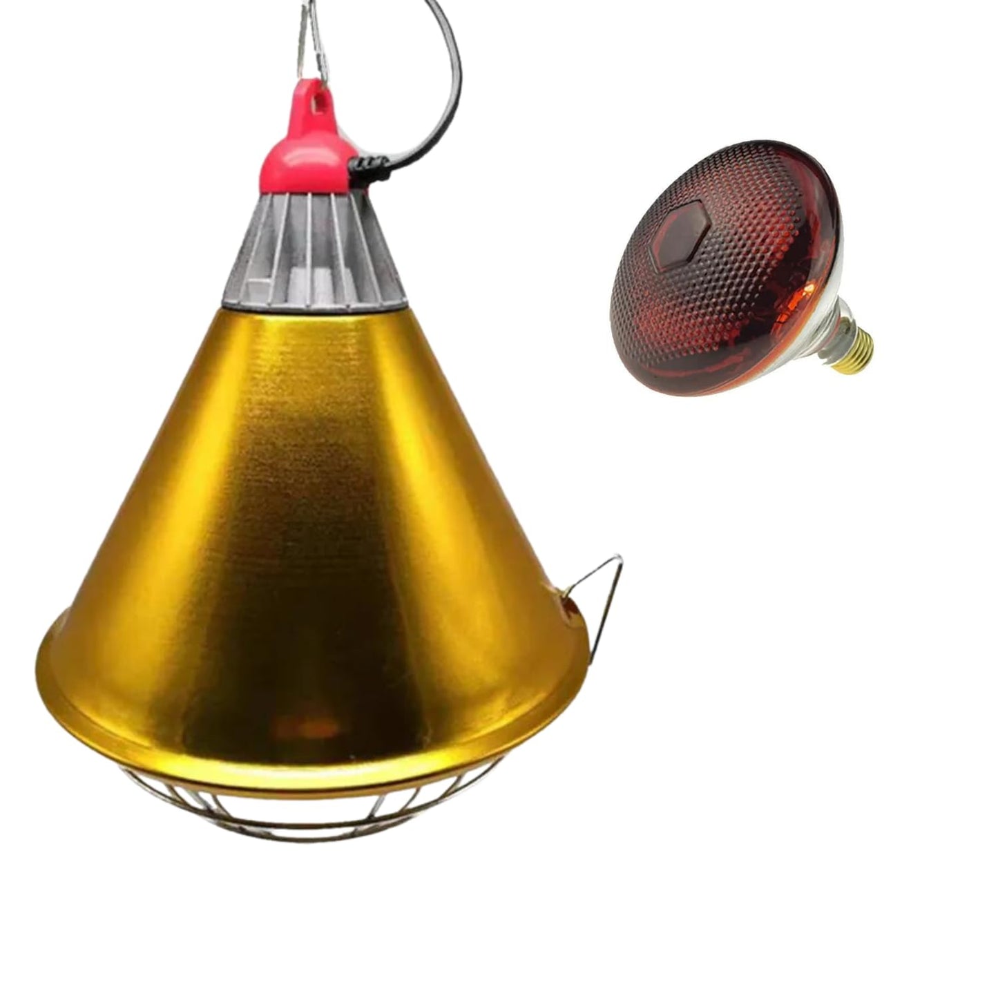 Ma poule express Heat Lamp Bulb with Aluminium Base – 2-Pcs Set of 8-inch Golden Base and 250W Infrared Light Bulb – Heating System for Chicken Coop, Aquarium