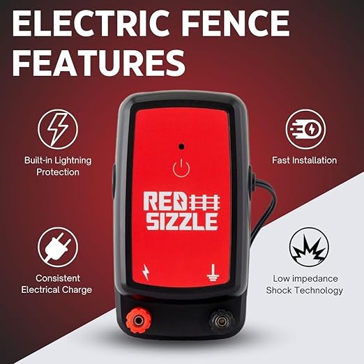 5M | AC Electric Fence Energizer | 1.2 Joule Garden Fence Charger | Fence Charger for Livestock and Gardens