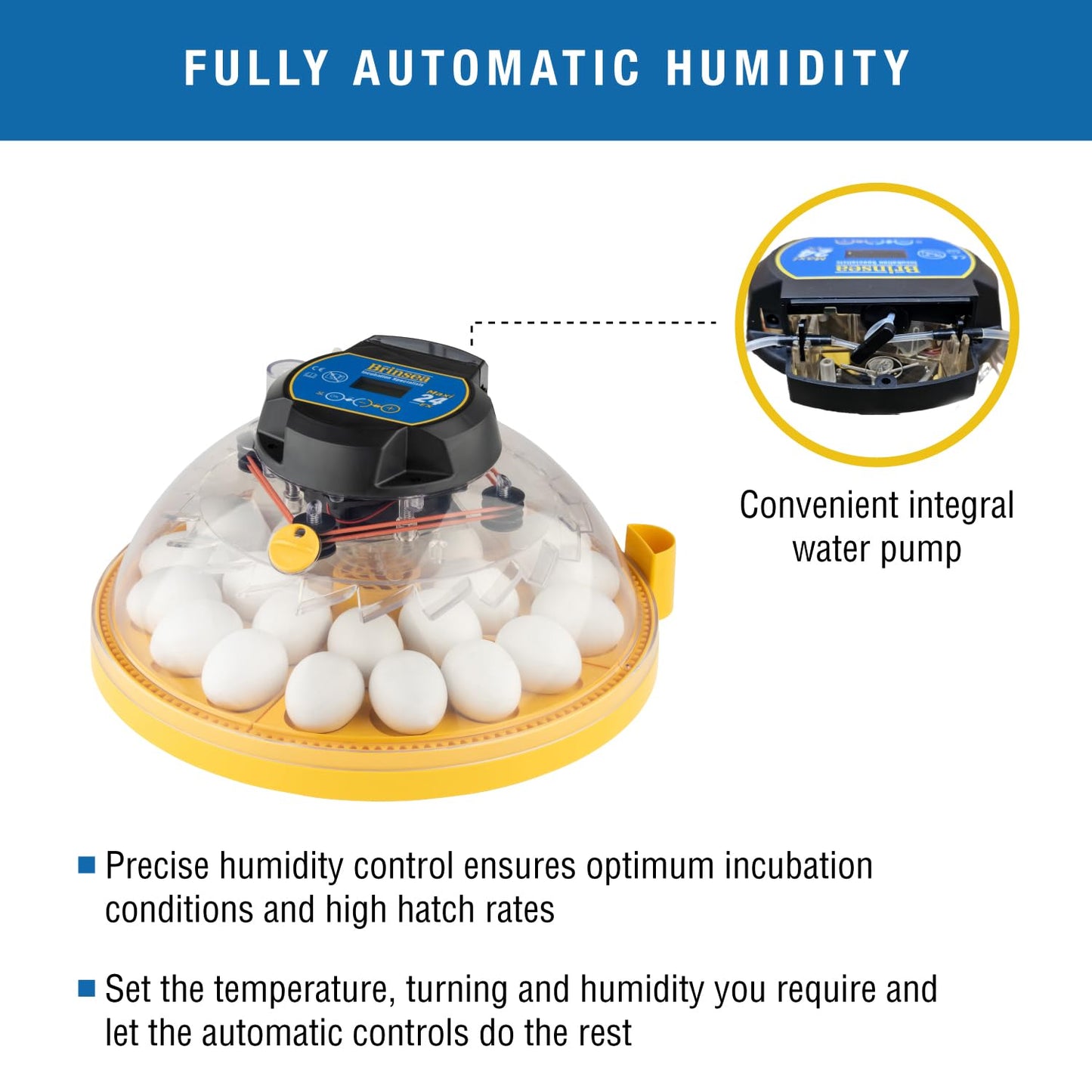 Brinsea Maxi 24 EX Egg Incubator with Automatic Humidity Control and Egg Turning for Hatching 24 Chicken, Duck, or Other Eggs, Optimal Flexibility with Mix & Match Sizes