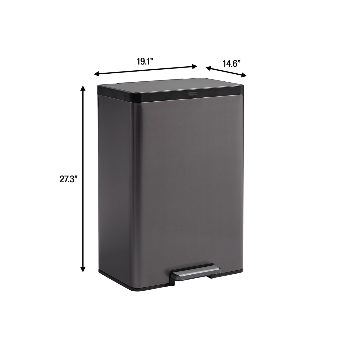 Rubbermaid Elite Stainless Steel Metal Dual Stream Step-On Trash, 10.5-Gallon, Charcoal, Wastebasket Home/Kitchen, Trash and Recycle Bin Combo