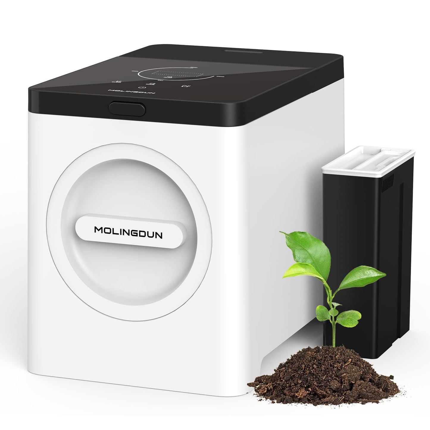 MOLINGDUN 3L Electric Composter for Kitchen, Countertop Compost bin, One Touch Smart Model Handle Kitchen Waste, with Triple Grinding Blade, Carbon Filter, Auto-Cleaning, LED Touch Screen