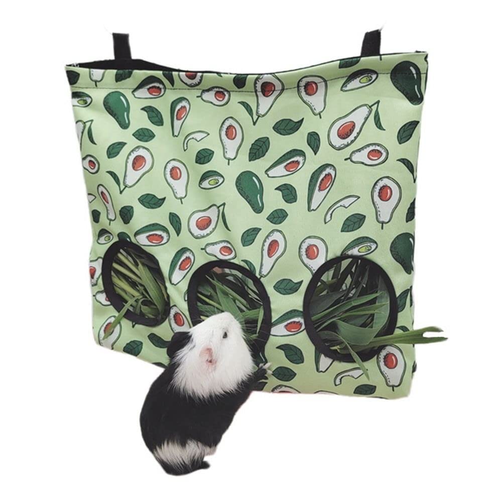 2 Pack Large Hay Feeder for Guinea Pigs, Bunny Hay Feeding Bag Small Animal Hanging Feeder Bags Rabbit Food Dispensers Bag Rack Cage Accessories