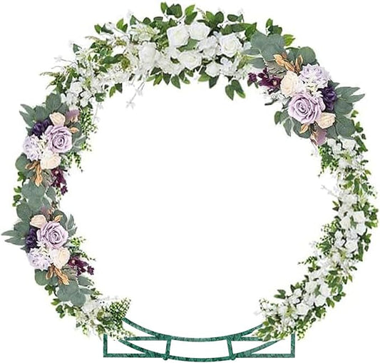 6.5FT Round Backdrop Stand Circle Balloon Arch Frame Double Metal Arch Stand for Outdoor Party Backdrop Decoration Green