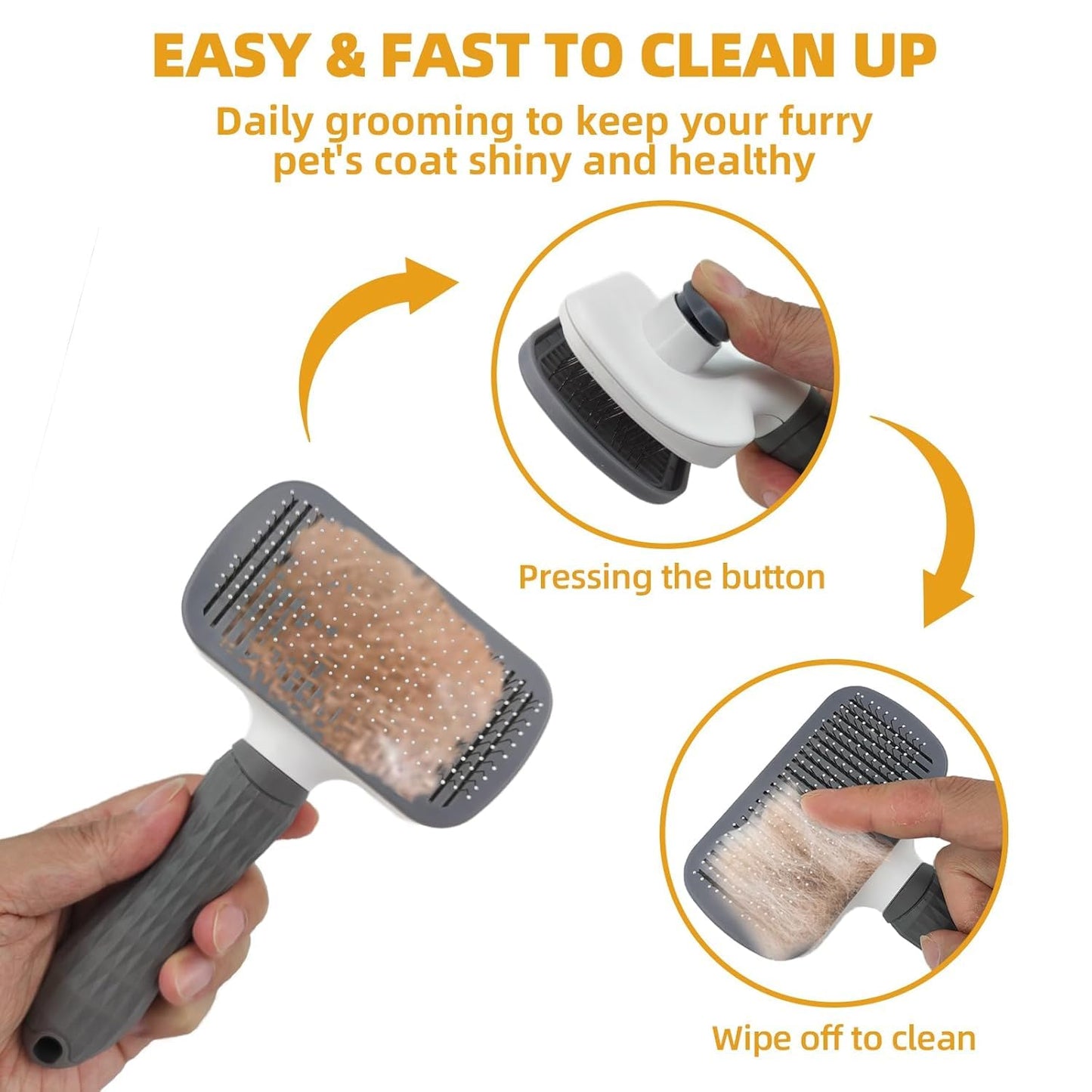 KUEIOX Dog Brush for Shedding,9 PCS in One Pet Slicker Hair Brush Kit with Pet Nail Clipper and File - Dog Cat Grooming Deshedding Undercoat Rake Brush Comb for All Small Large Dogs Cats Grey