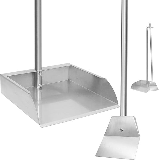 Stainless Steel Dustpan and Spade Poop Scoop Set,Extremely Durable Upright Standing Garbage Shovel for Pet Waste Cleanup,33.4 ‘’ Dust pan for Indoor Outdoor Cleaning Easy Wash