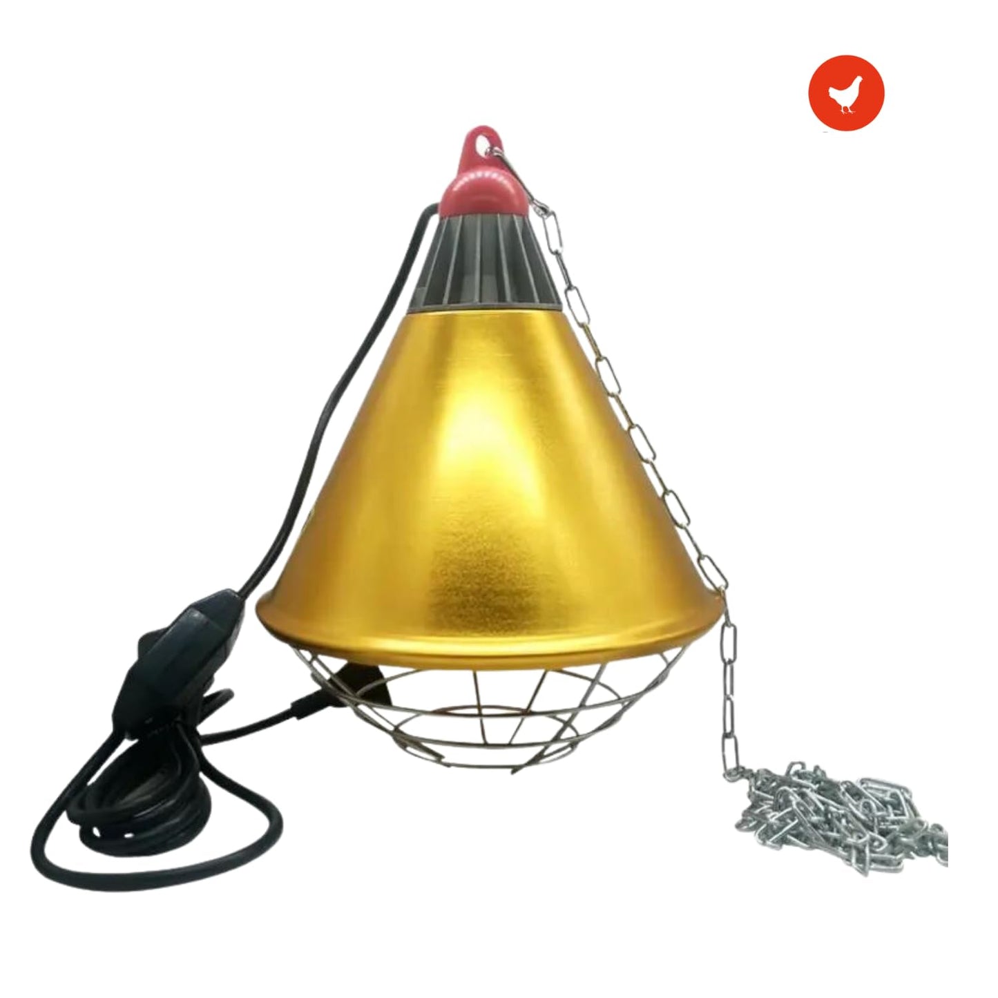 Ma poule express Heat Lamp Bulb with Aluminium Base – 2-Pcs Set of 8-inch Golden Base and 250W Infrared Light Bulb – Heating System for Chicken Coop, Aquarium