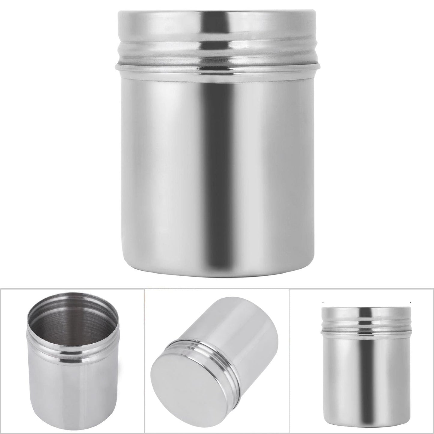 Cunyuer 304 Stainless Steel Sealed Food Storage Jar, 8.5 X 7 cm Portable Tea Coffee Beans Container, Stainless Steel Sealed Storage Jar Easy for Travel Outdoor and Camping