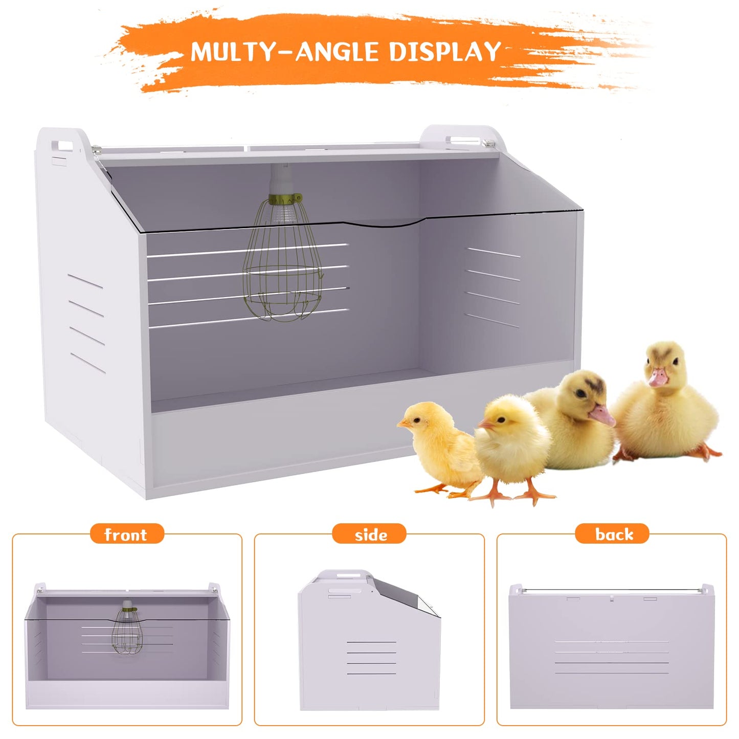 Meuiosd Chick Brooder Box with Heat Lamp - Suitable for Chicks, Ducks, Parrots & Lizards (19" X 12" X 12")