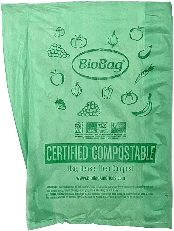 BioBag (USA 100% Certified Compostable, 11x17, 2000 Count, Perfect for The Grocery Store or Farmers Market Produce Bag, Green, 2000.0,PB11417-0.4