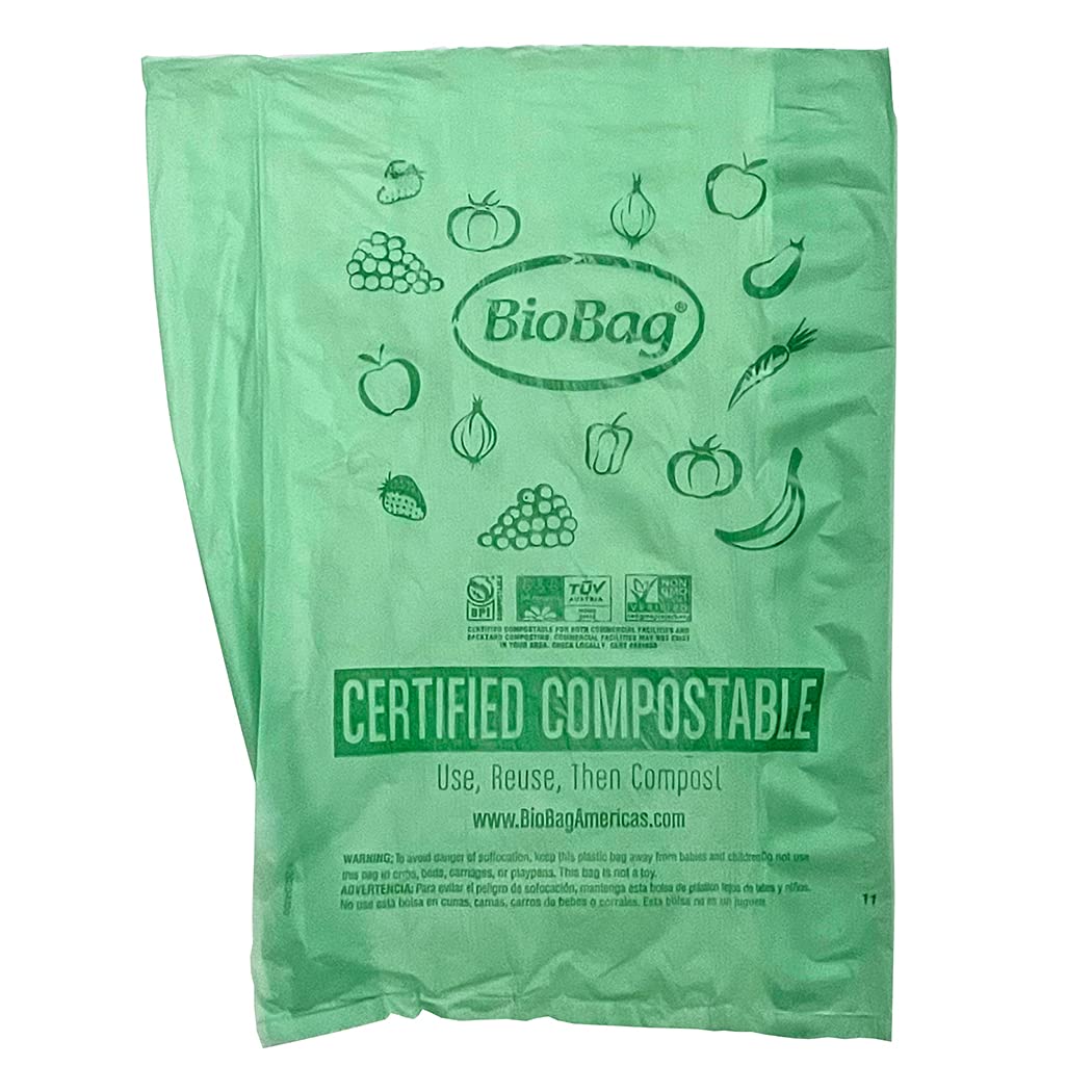 BioBag (USA 100% Certified Compostable, 11x17, 2000 Count, Perfect for The Grocery Store or Farmers Market Produce Bag, Green, 2000.0,PB11417-0.4