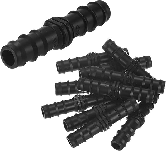 10-Pack Drip Irrigation Barbed Fittings, for 15mm Tubing Connector Plastic Coupling Irrigation Parts for Garden/Greenhouse/Aquarium/Flower Pot, Drip Pipe Accessories
