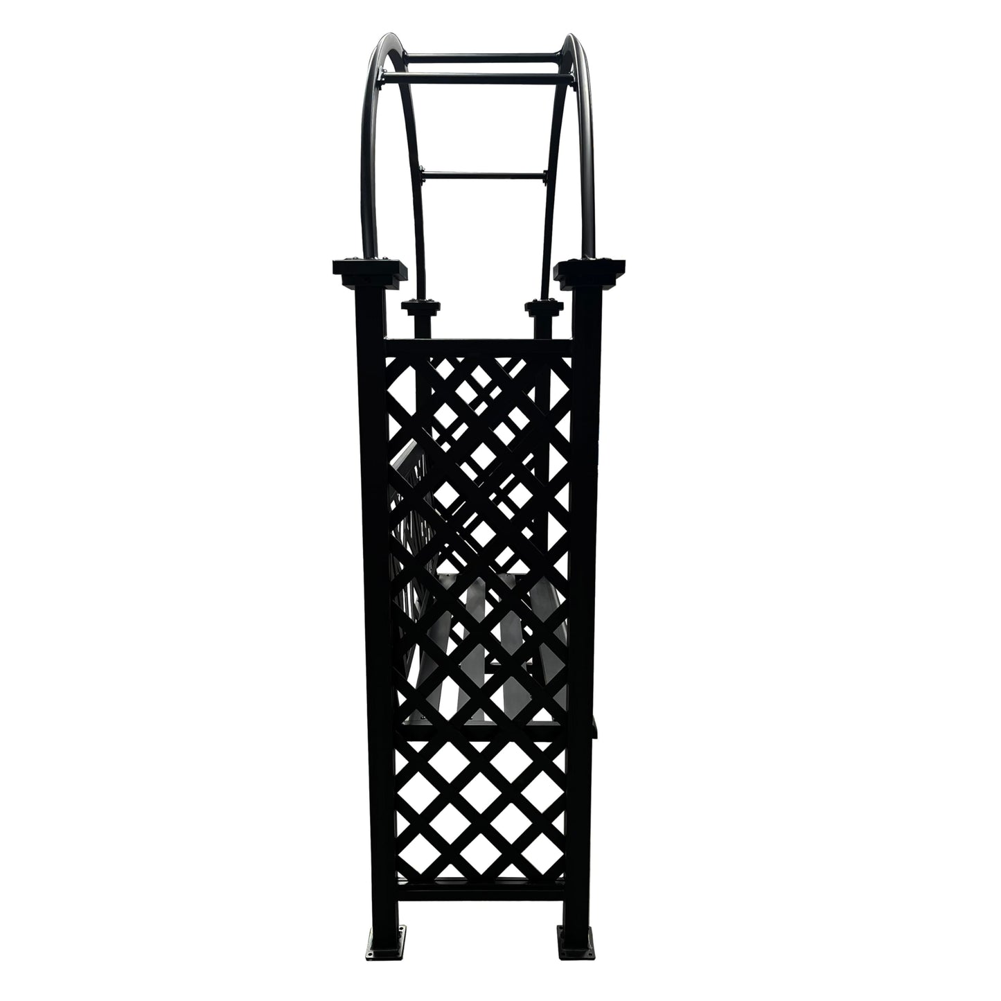 Black Aluminum Garden Arbor Arch with 2-Seater Bench