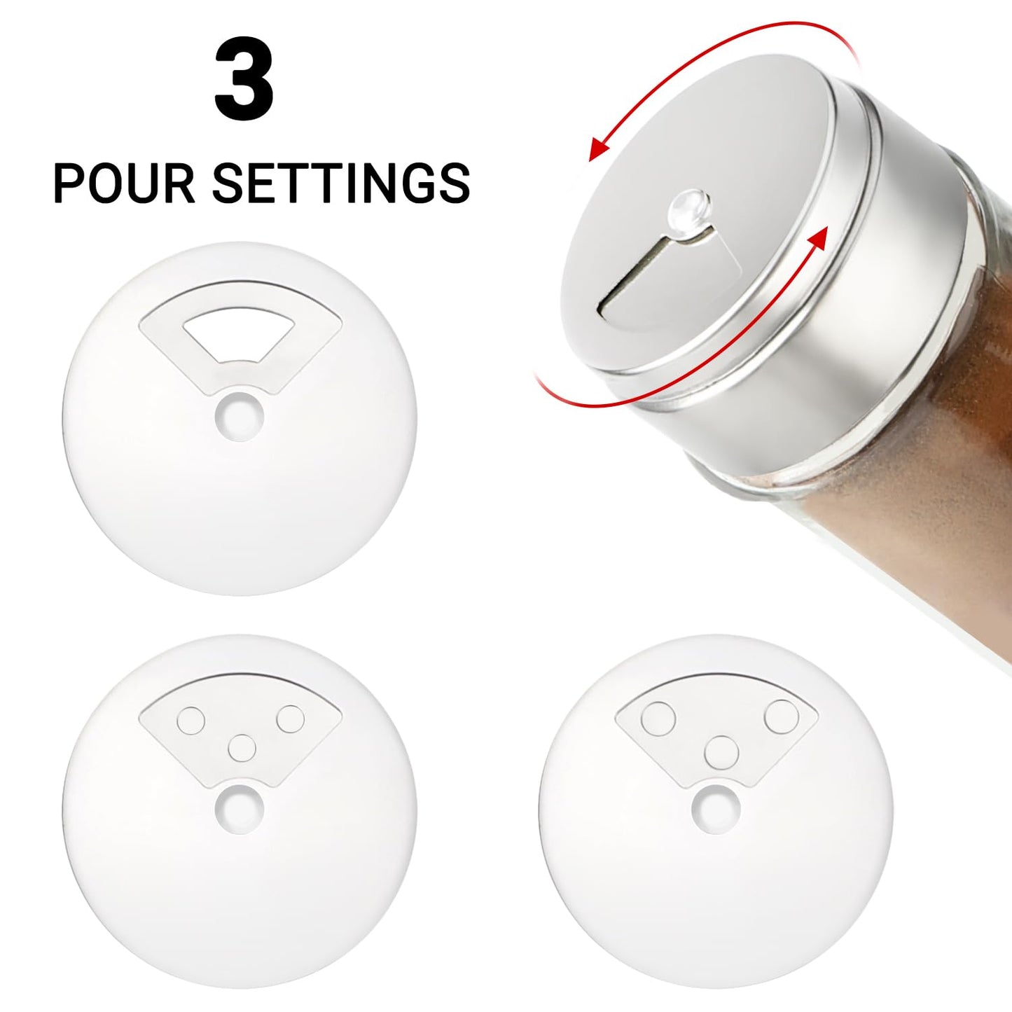 Segarty Spice Jar with Shaker Lids, 6 Pack 4 oz Glass Spice Jars with Adjustable Pour Large Holes for Herbs Grains, Clear Empty Seasoning Containers Spices Bottles Lid Salt Pepper Shakers