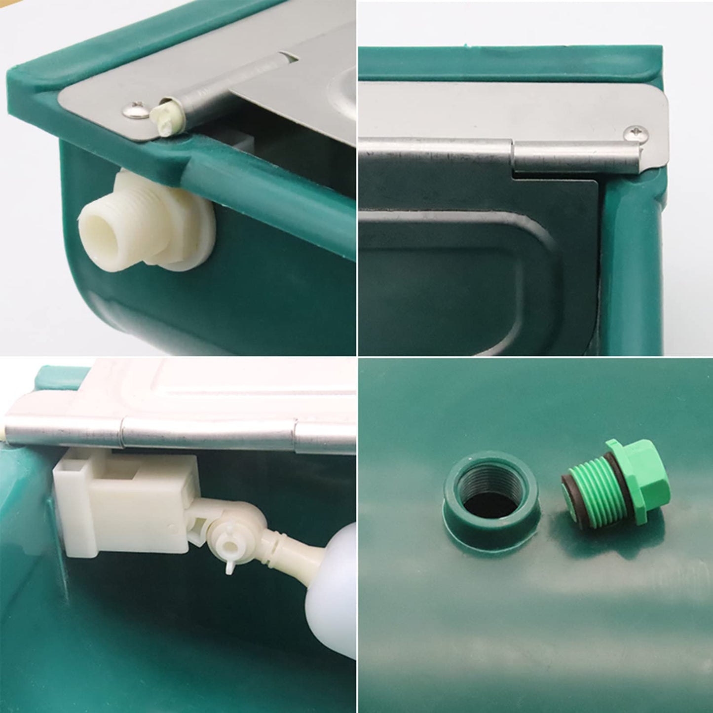 Achicklead Plastic Automatic Water Bowl with Stainless Steel lid, Livestock Waterer for Cattle Horse Goat Sheep Dog, Water Trough Bowl with Float Valve (No Pipe)