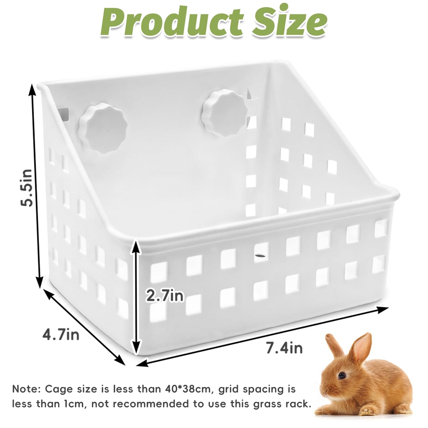 PINVNBY Hay Feeder for Rabbits, Less Wasted Hay Rack Manger, Hanging Guinea Pig Rabbit Hay Holder for Bunny, Chinchilla, Guinea Pig, Plastic Food Bowl Use for Grass & Food (Small Size)