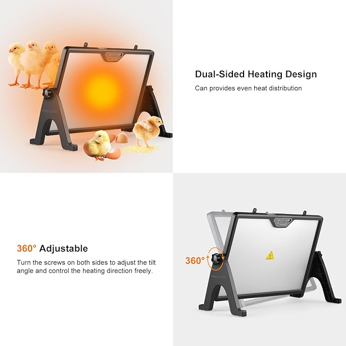 Chicken Coop Heater, 180W Chick Brooder Heating Plate, 17"x13" Double-Sided Brooder Heater Plate for Chicks Ducks and Birds, Adjustable Temperature & Angle, Perfect Chicken Coop Accessories