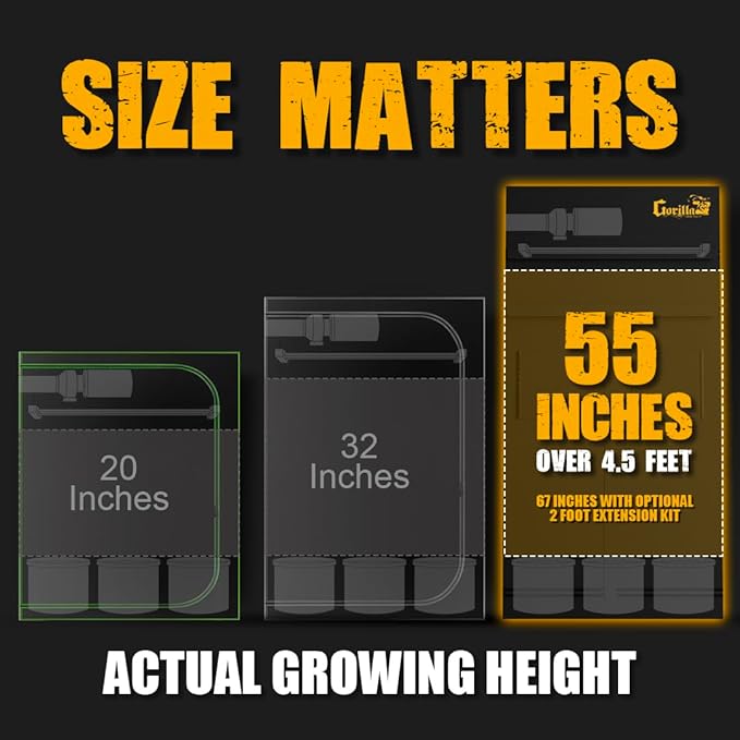 Gorilla Grow Tent Pro 5' x 5' x 6'11 to 7'11 w/Included Extension Kit - Tallest Premium Indoor Grow Tent, Thickest & Most Durable Gorilla Canvas, Strongest w/ 300lb Hang Capacity, Hydroponic Grow Box