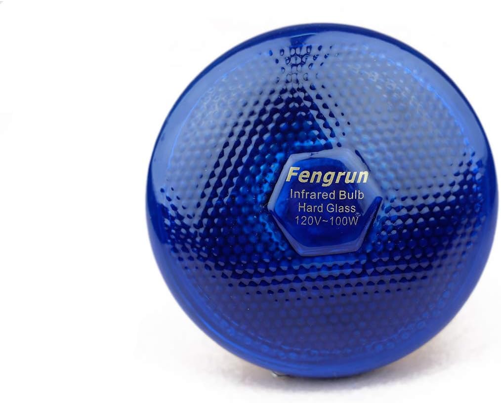 Fengrun Infrared Bulb Red Hard Explosion-Proof Glass Infrared Heat Lamp Bulb for Chicks, Chicken, Pet,Bathroom Warming Light Bulb (Blue-150w)