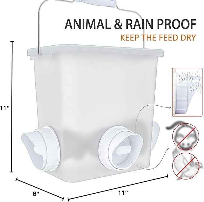 Large Automatic Chicken Feeder and Waterer Set Hanging Chicken Water Feeder Poultry Feed Bucket