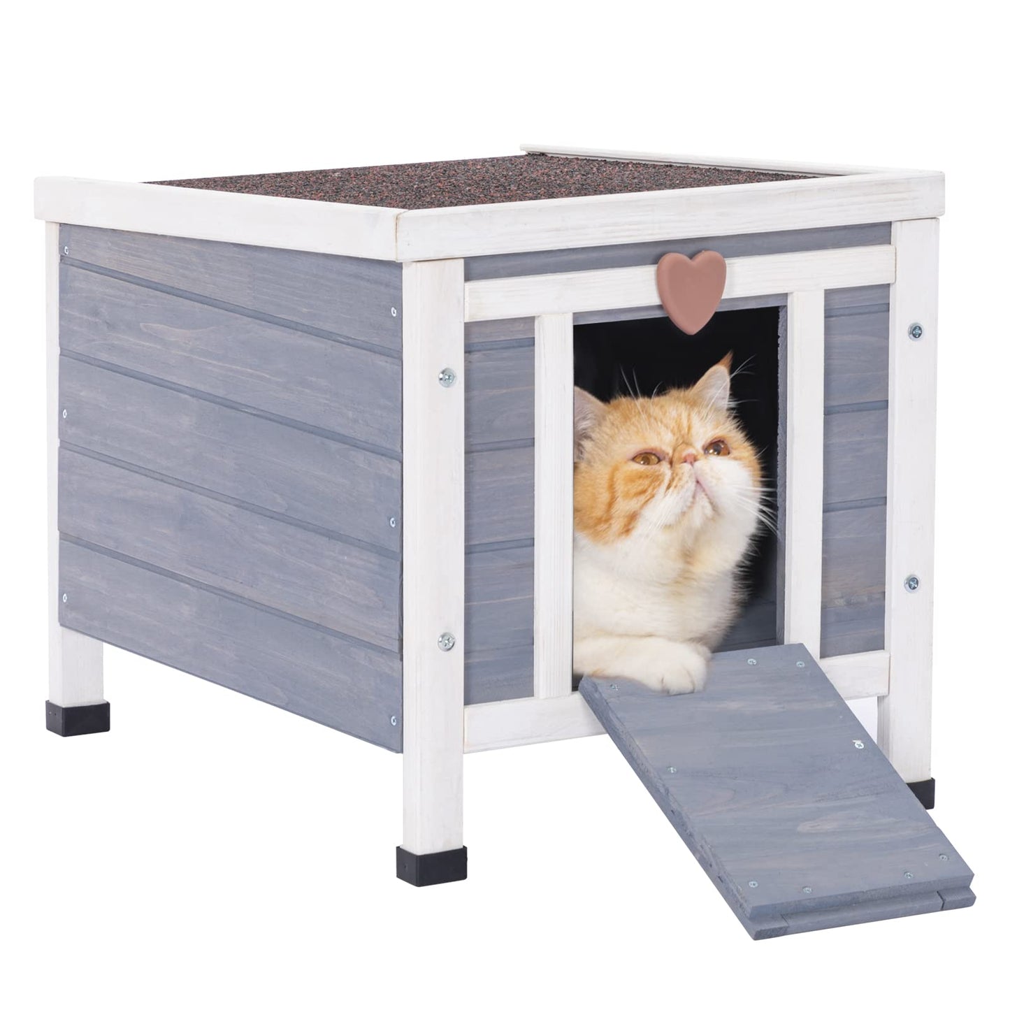 Petsfit Outdoor Cat House Weatherproof, Outside Shelter for Feral Cats, Rabbits, Chicken, Small Animal Houses & Habitats, Idea for Guinea Pigs Pigeons Ducks Tortoises