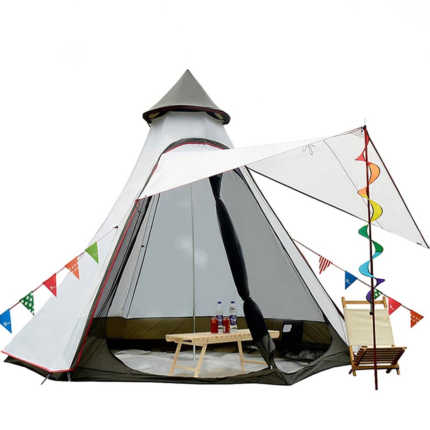12'x10'x8'Dome Camping Tent 5-6 Person 4 Season Double Layers Waterproof Anti-UV Windproof Tents Family Outdoor Camping Tent(White)