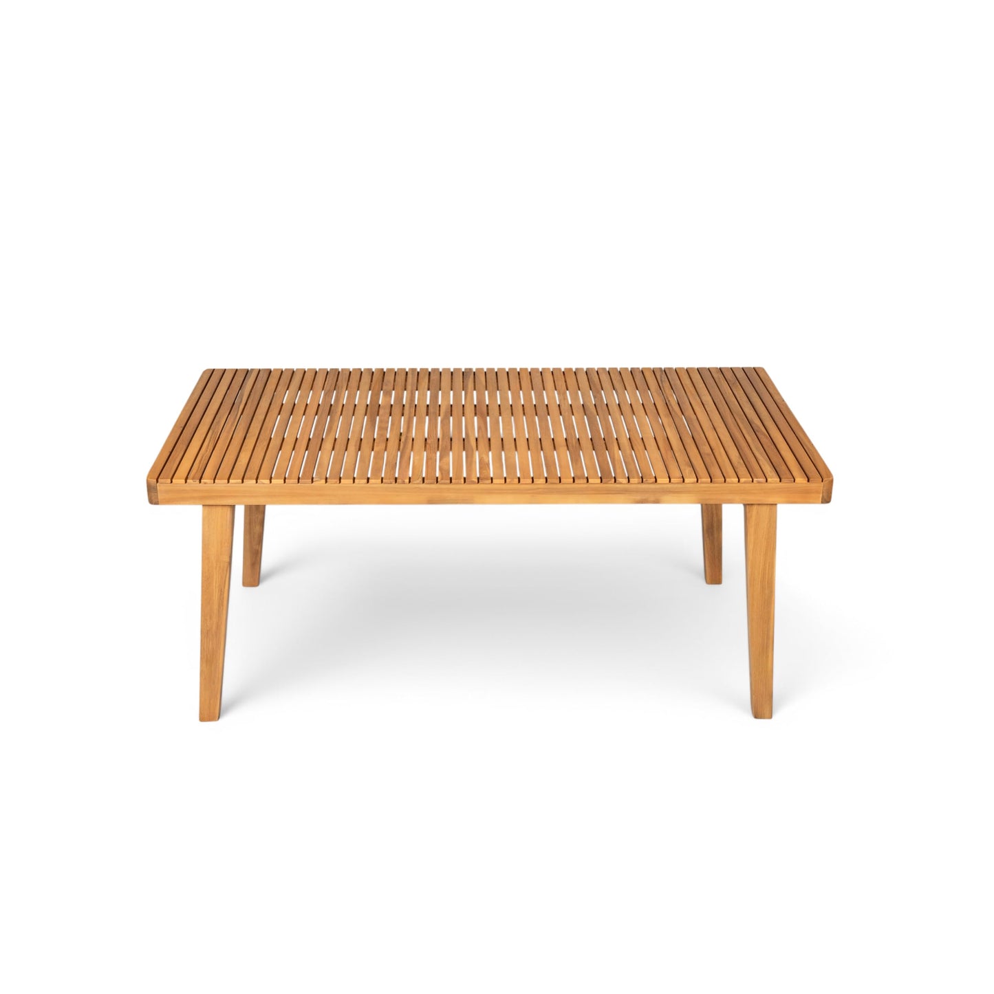 Christopher Knight Home Hobson Acacia Wood Outdoor Dining Table for 6, Wooden Patio Farmhouse Dining Table, Rectangle Slatted Top for Outdoor Gatherings, Natural Finish