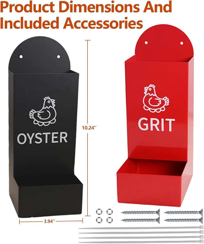 Chicken Oyster Shell Feeder and Grit Feeder Metal Chicken Feeder Chicken coop Accessories Automatic Chicken Feeder