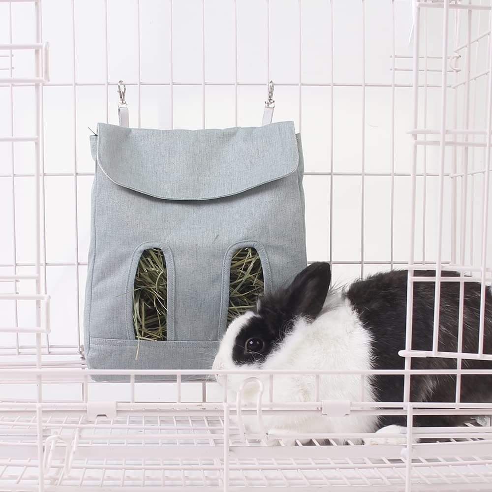 Rabbit Hay Feeder Bag, Guinea Pig Hay Feeder Storage,Sack Hay Bag Feeding Storage for Chinchilla Hamsters Rabbit Guinea Pig Small Animals (L, Blue)