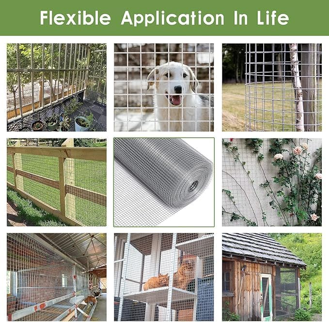 Tongmo Hardware Cloth, Chicken Wire Fencing, 19 Gauge Galvanized Wire & 1"x1" Mesh Size Welded Wire Roll Garden Fence, Poultry Netting for Rabbit/Duck/Chicken Coop (48" x 50')
