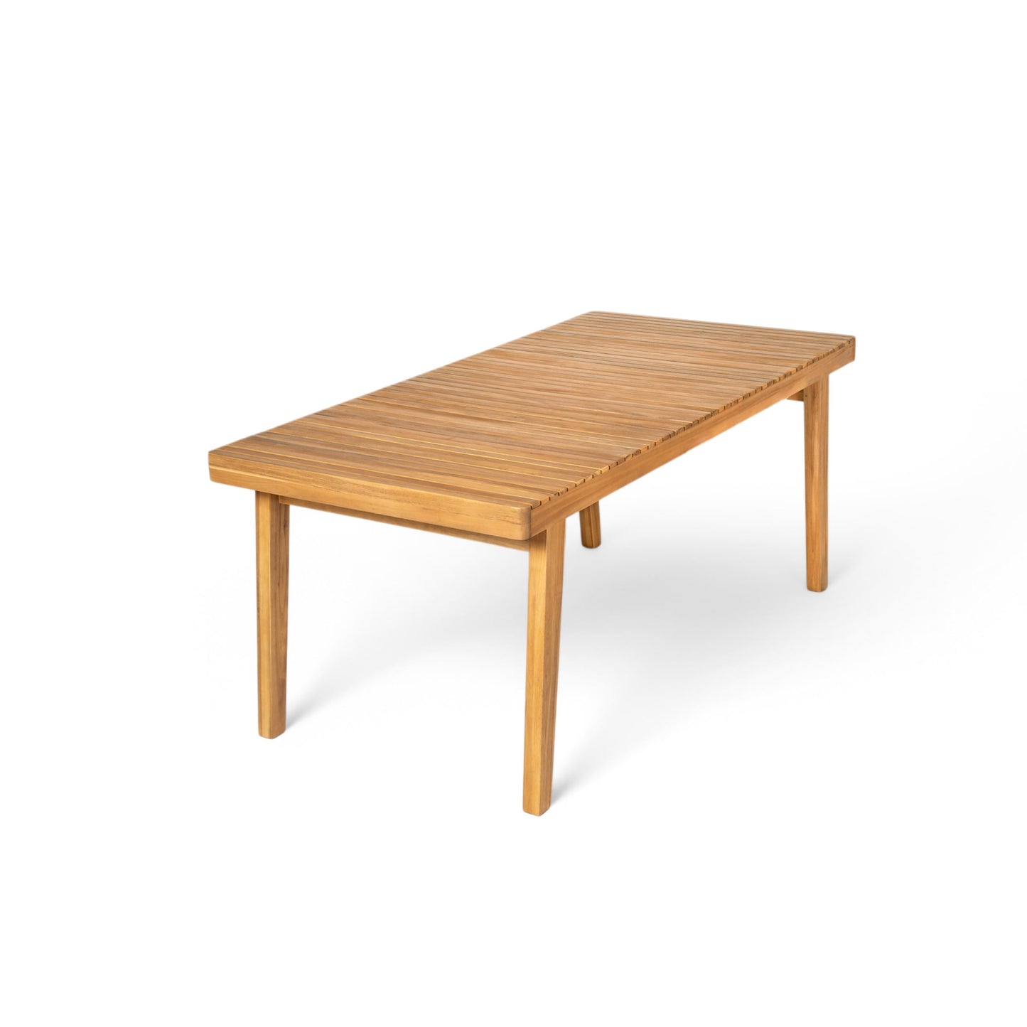 Christopher Knight Home Hobson Acacia Wood Outdoor Dining Table for 6, Wooden Patio Farmhouse Dining Table, Rectangle Slatted Top for Outdoor Gatherings, Natural Finish