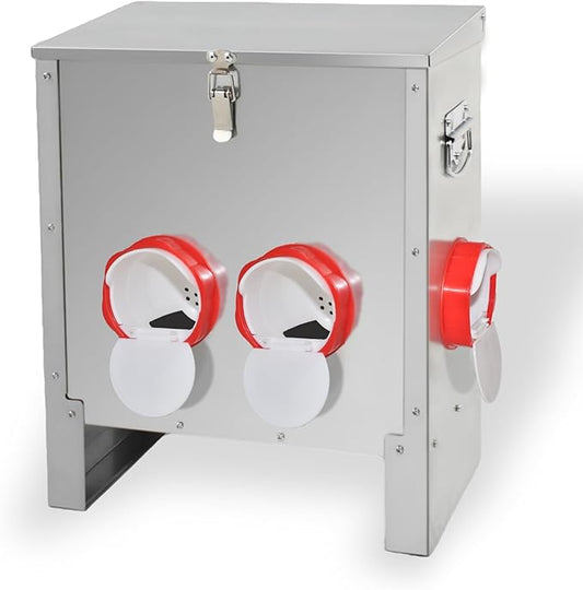 Automatic Poultry Chicken Feeder No Waste Metal Large Capacity 30 lbs Feeders for Chickens Ducks, Geese Bantams Pheasants Coop Weatherproof (4-Port)