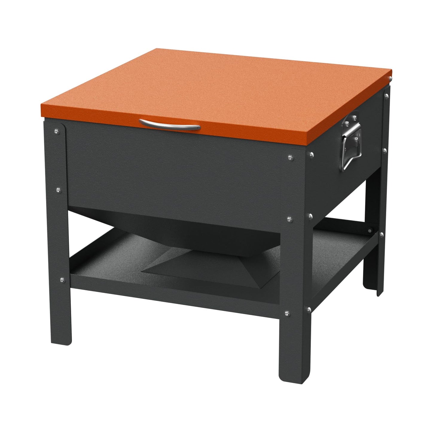 POOAMY Portable Metal Chicken Feeder with Waterproof Lid, Freestanding Chicken Feeding Box with 80 lbs Large Capacity for Chickens, Orange