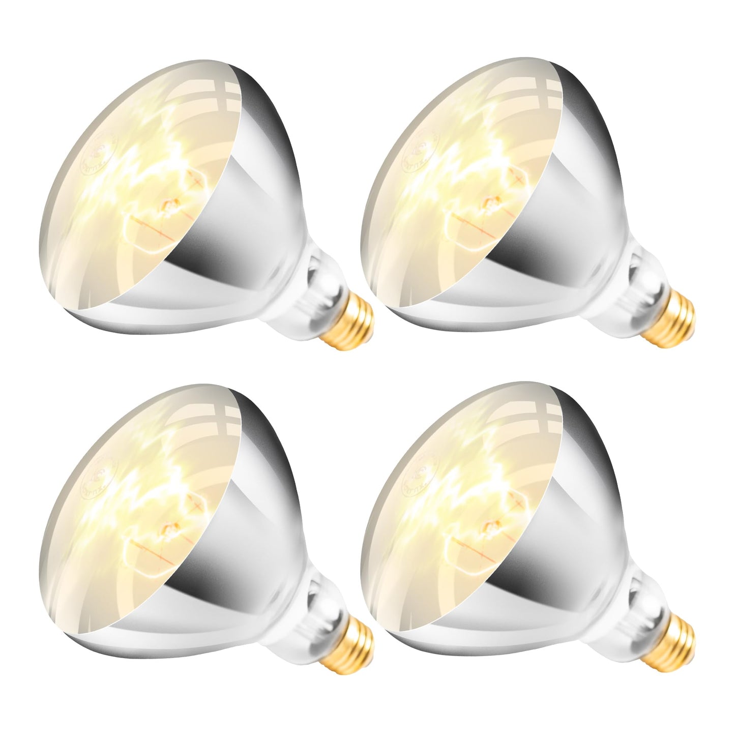 Zenhagu 250W R40 White Heat Lamp Bulbs (4-Pack), Infrared Heat Bulbs, Infrared Therapy Bulbs for Bathroom, Sauna, Pets & Chickens, 2,000 Hour Rated, E26 Base