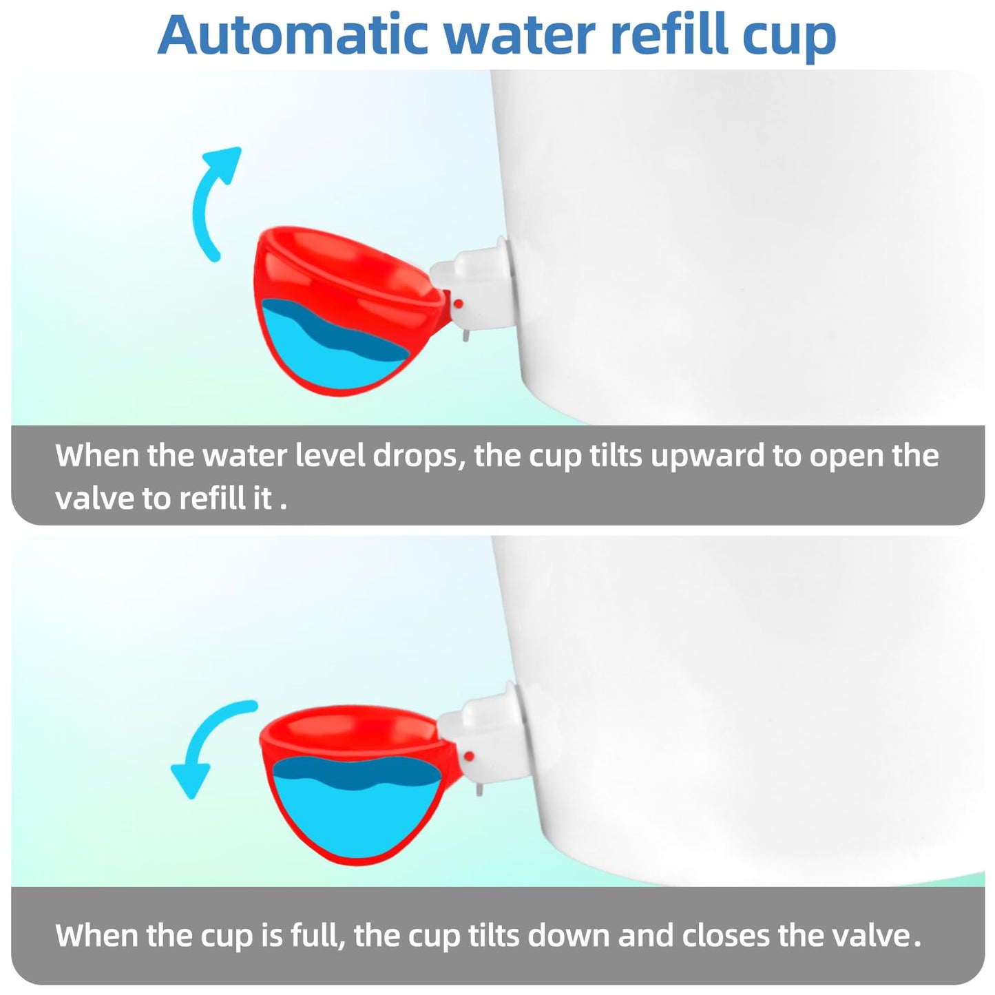 Automatic Chicken Waterer Cups,10 Pack Large Chicken Water Feeder, Universal Tee Fittings Poultry Feeder Cups Suitable for Chicken, Duck, Goose, Turkey with Mounting Hole Opener