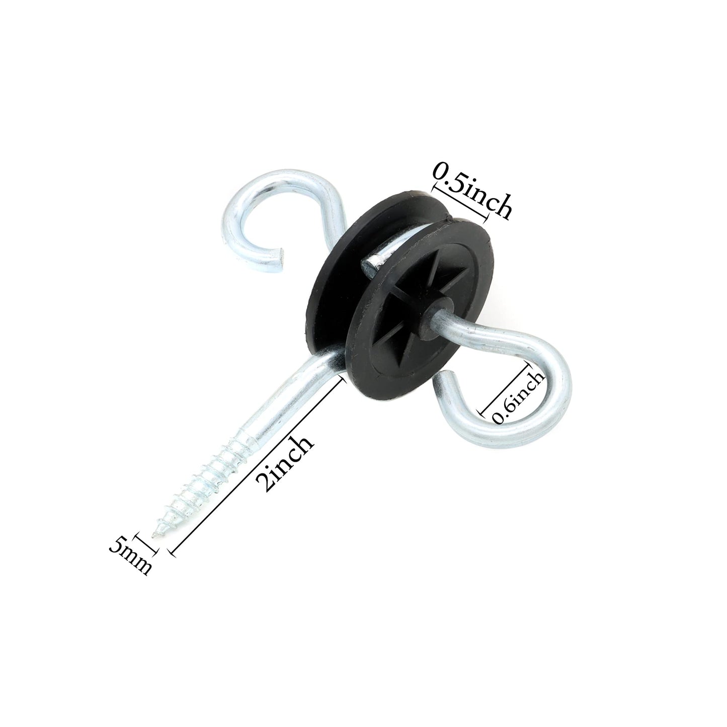 JBT Electric Fence Spring Gate Handles Kit, Electric Fence Handle Set with Anchors, 16-Feet Tension Spring (Black)
