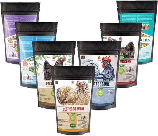 Pampered Chicken Mama Backyard Chicken Nesting Herb Starter Bundle - 7 Different Nesting Herb Blends! (3 lbs Total)