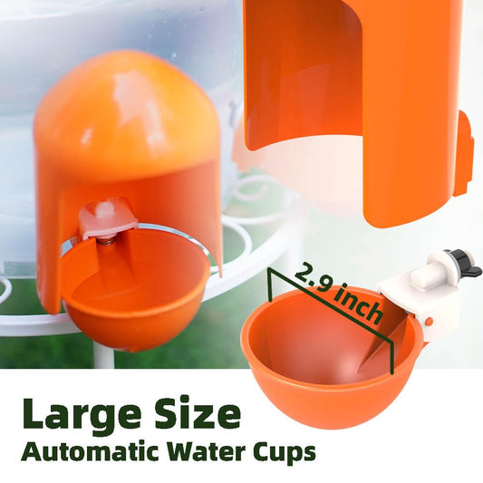 Large Chicken Waterer Cups Automatic with Anti-Roosting Cover | Poultry Waterer Cups Suitable for Chicks, Duck, Goose, Turkey and Bunny (5 Pack)