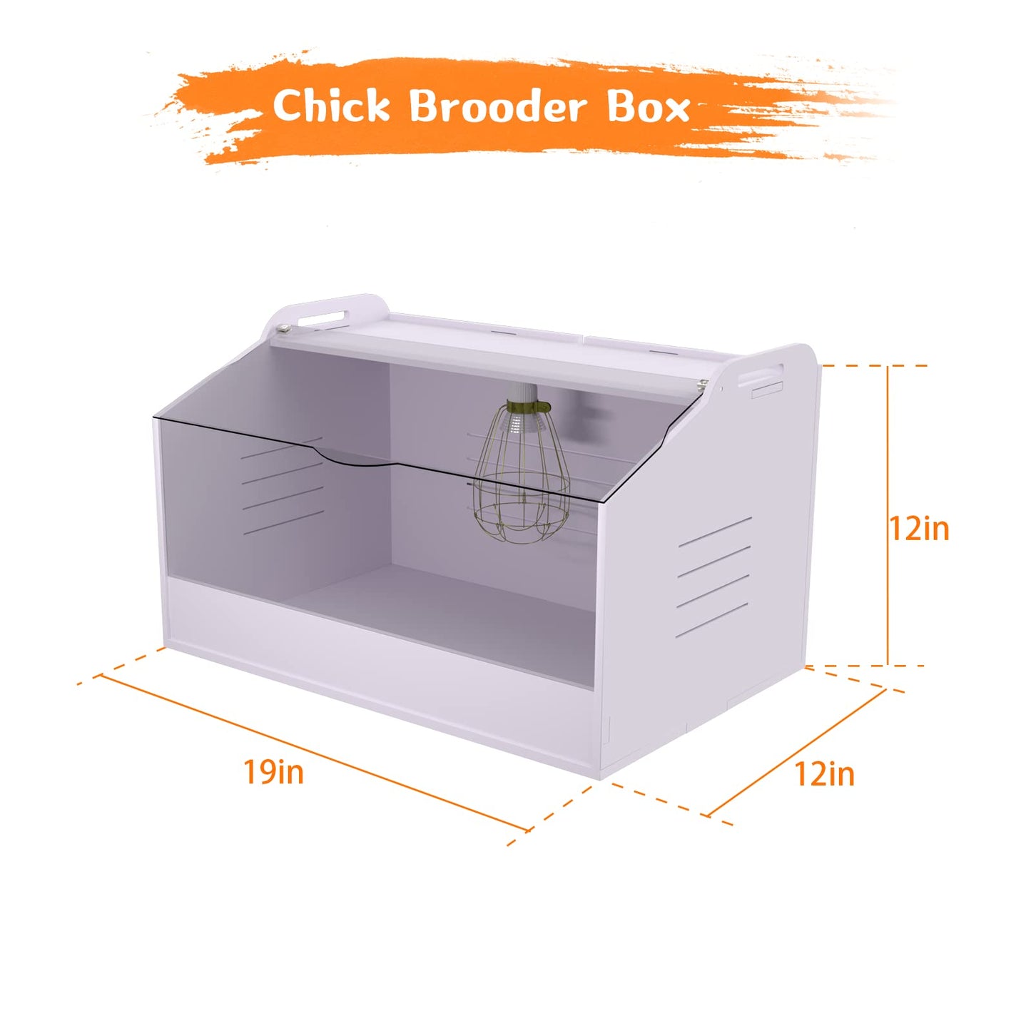 Meuiosd Chick Brooder Box with Heat Lamp - Suitable for Chicks, Ducks, Parrots & Lizards (19" X 12" X 12")