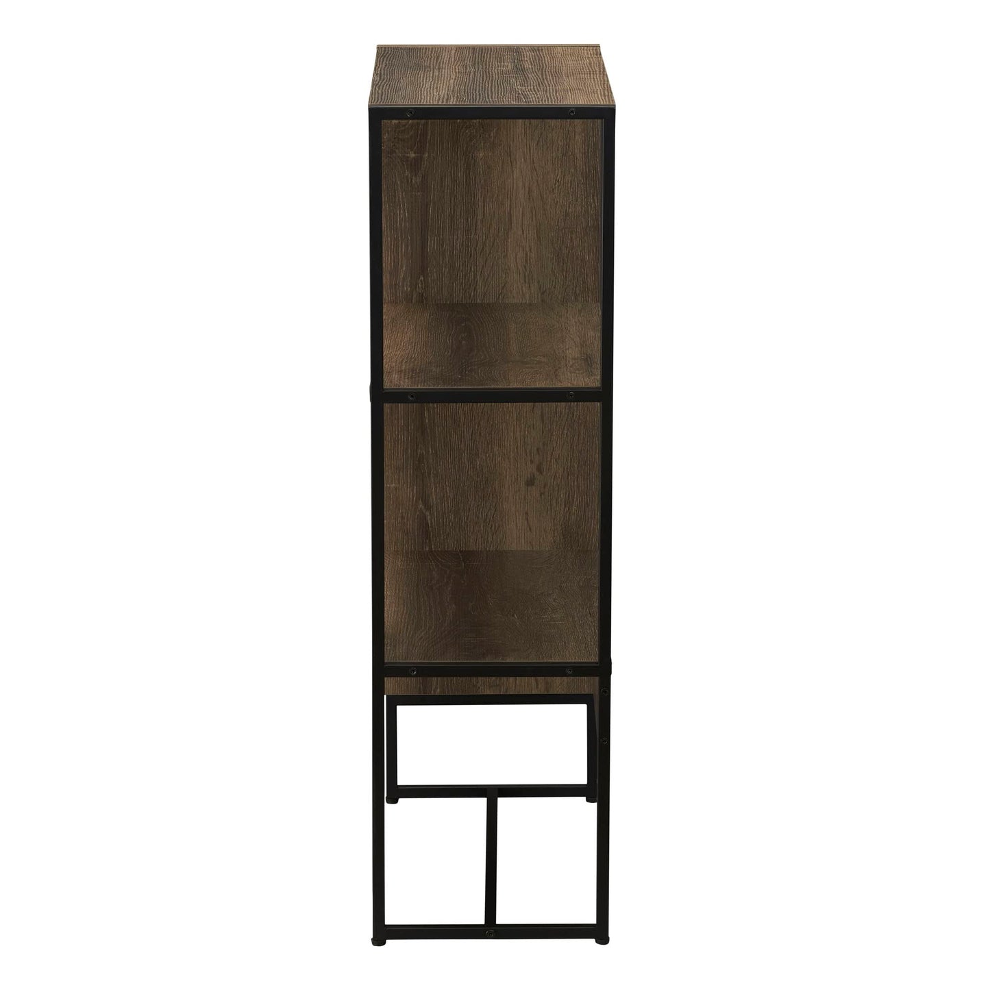 Household Essentials Wrap 3 Shelf Open Storage Bookshelf Ashwood Rustic Wood Grain and Black Metal