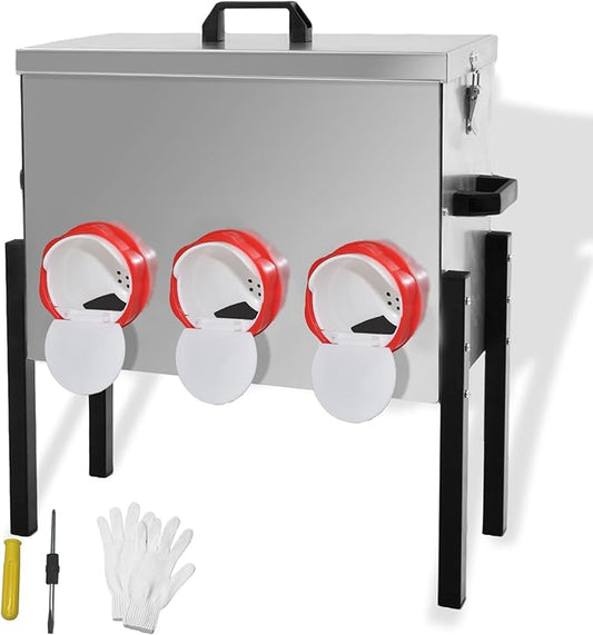 Automatic Poultry Chicken Feeder No Waste Metal Large Capacity 30 lbs Feeders for Chickens Ducks, Geese Bantams Pheasants Coop Weatherproof (6-Port)