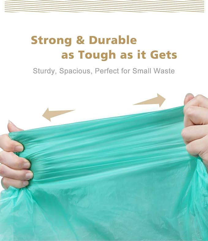 AYOTEE 3 Gallon Trash Bags with Drawstring, Biodegradable 2.6 Gallon Compostable Garbage Bags (125 Counts), Compostable Small Trash Bag,Small Garbage Bag for Bathroom，Bedroom, Kitchen
