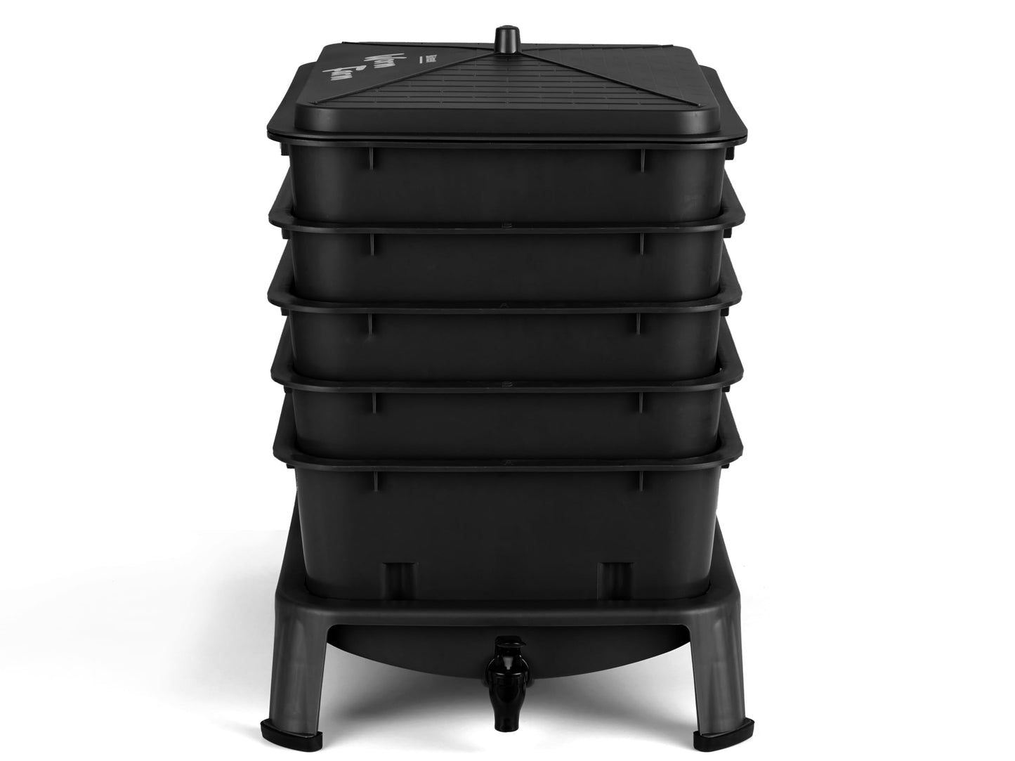 Blütezeit 5-Tray Worm Composter, 53QT Worm Compost Bin Indoor & Outdoor, Worm Farm Kit for Vermicomposting Starter, Recycling Food Waste (Black)