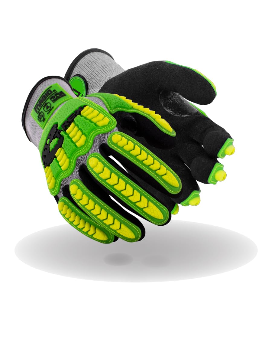 MAGID T-REX Flex Series Lightweight Impact Gloves, 36 Pair, NitriX Palm Coating, Size 11/XXL, Black & Green