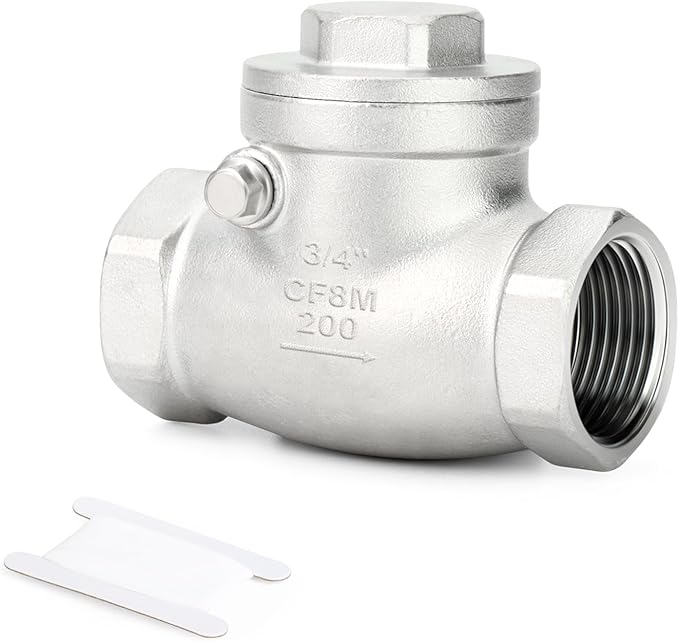 TAISHER 1PCS 304 Stainless Steel 3/4" Female Swing Check Valve，Backflow Prevention, One Way Check Valve CF8 WOG 1000