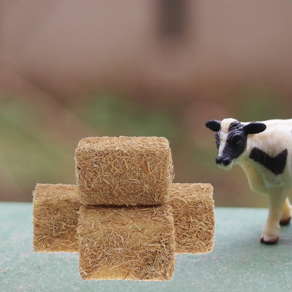 LOGOFUN 12pcs Mini Hay Bales Miniature Straw Bale Mini Hay Bales Decoration for Table Miniature Hay Blocks for Dollhouse Autumn Harvest Table Craft Display (Square+Round)