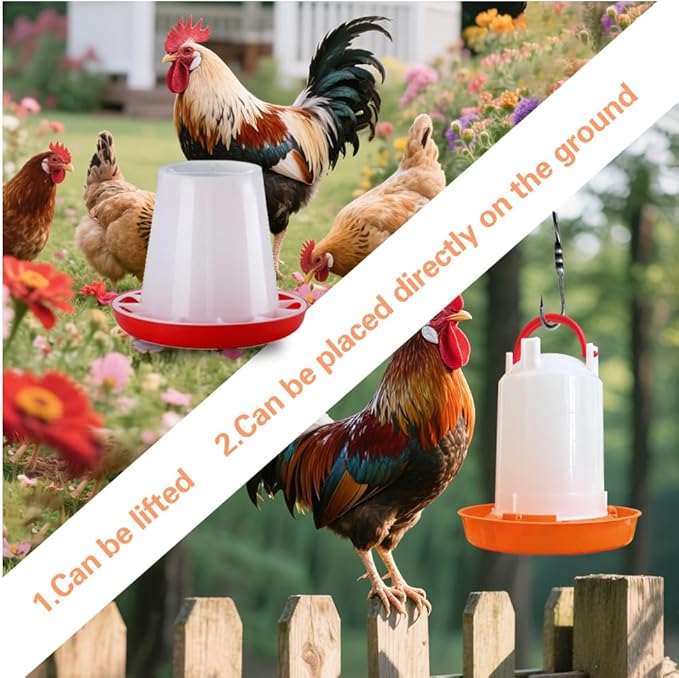 Chicken Feeder and Water Set, Including 2 Automatic Feeding Buckets, 2 Automatic Feeding Buckets, 10 Automatic Drinking Bowls, 6 Automatic feeders, and 5 Feeding and Feeding troughs