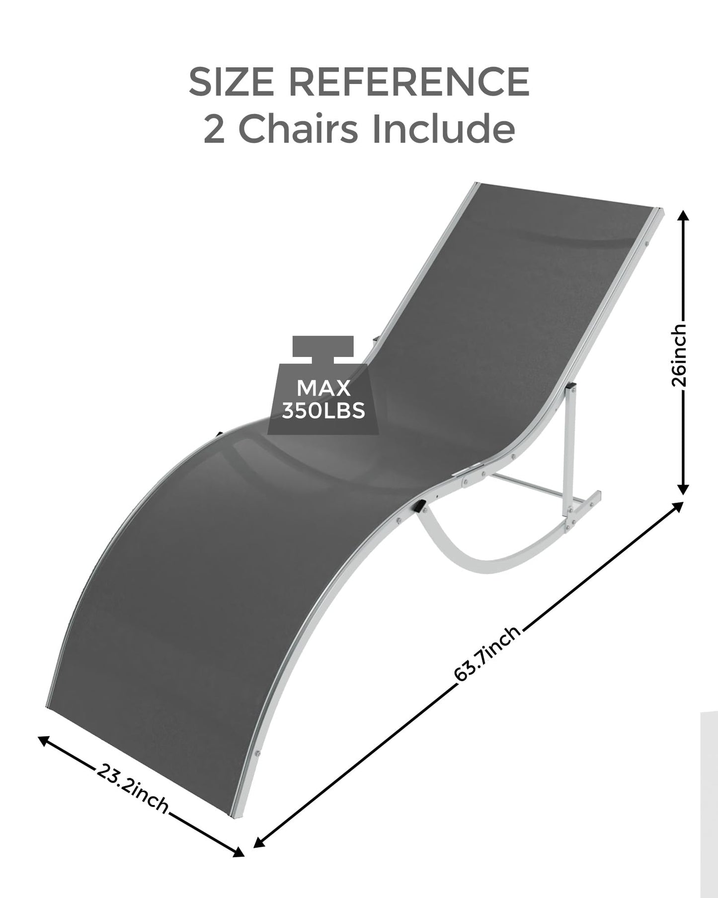 OUTLANE Chaise Lounge Outdoor Set of 2 - Superior Pool Lounge Chairs with Breathable Mesh - Patio Furniture for Backyard, Deck, Balcony, Beach Sunbathing,Grey