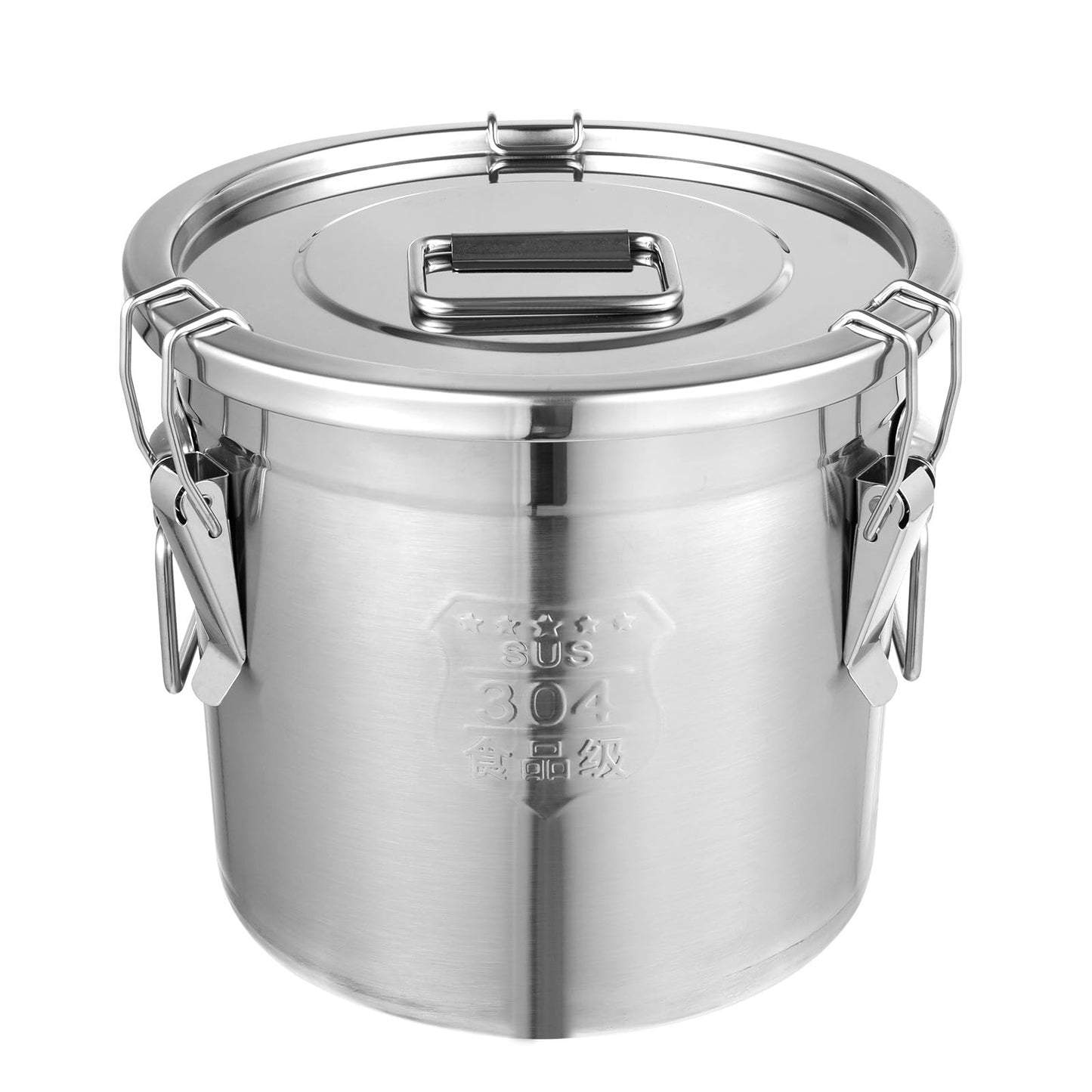 304 Stainless Steel Airtight Canister for Home, Rice Cereal Grain Canisters Container, Metal Kitchen Rice Oil Storage Bucket for Household Kitchen Food w/Handles+Lid (Silver-12L)