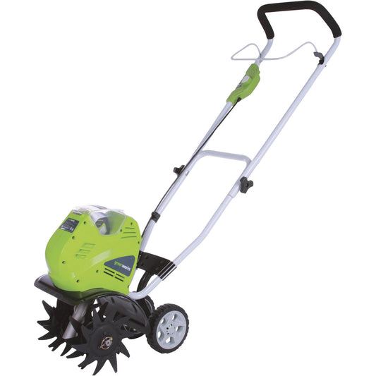 Greenworks 40V 10" Cordless Tiller / Cultivator, 4.0Ah Battery and Charger Included, Green