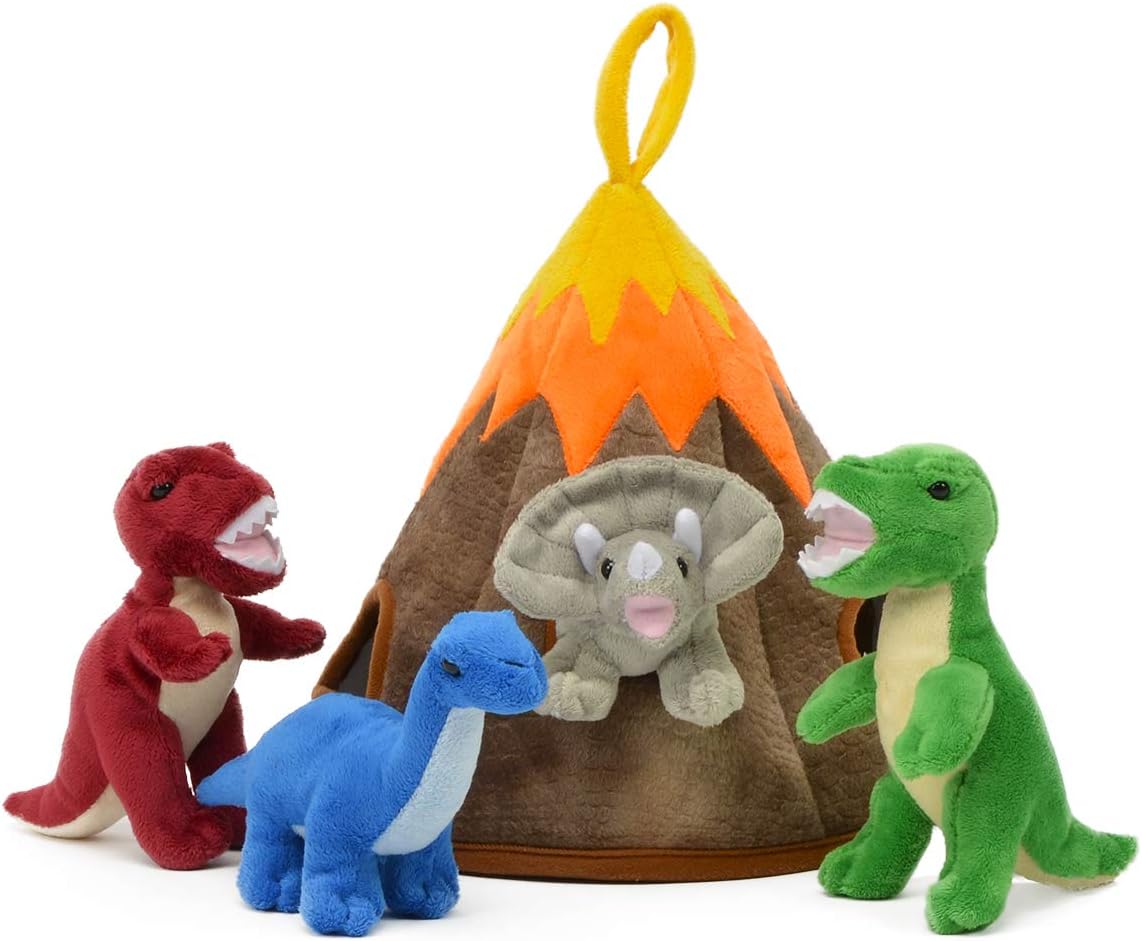 Unipak 12" Plush Castle House - 5 Stuffed Animals in a Carrying Case (Volcano House 10")